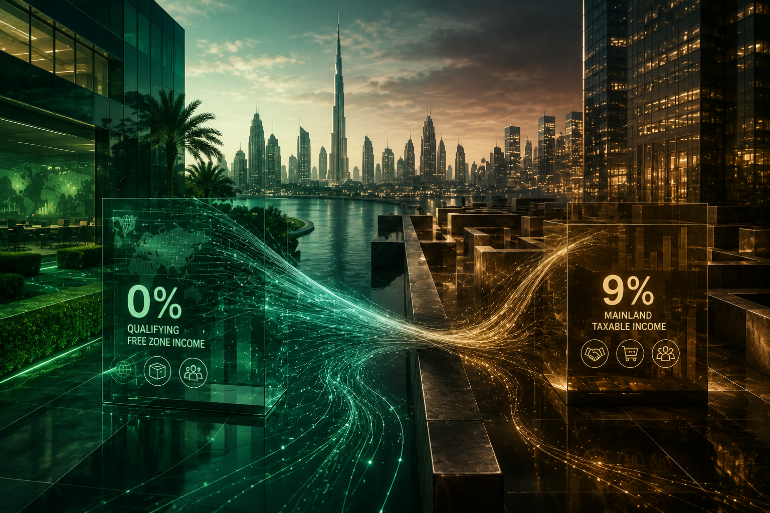 Blended Tax Scenarios: 0% Free Zone + 9% Mainland Exposure